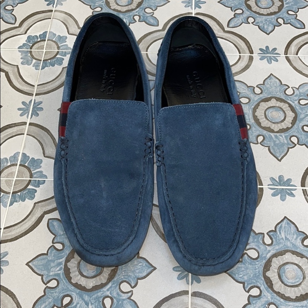 Men’s Gucci Drivers - Blue Suede Size 10